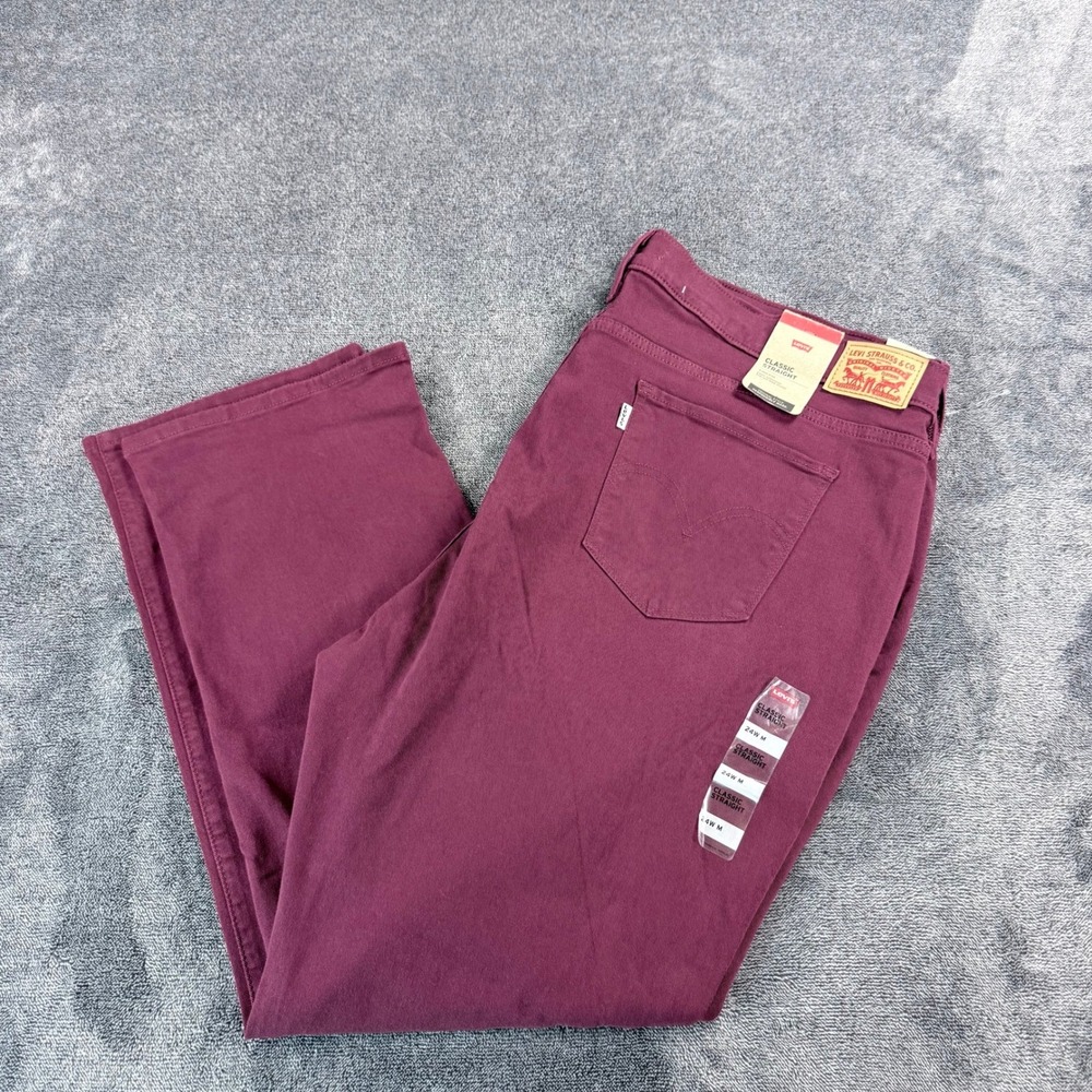 Levis Classic Straight Leg Pants Womens 24W M Burgundy Mid Rise NWT $69